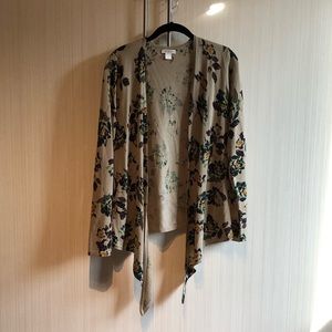 Garnet Hill Floral Merino Wool Cardigan